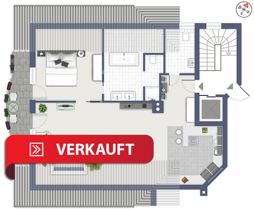 2 Zimmer - Dachgeschosswohnung - Eigentumswohnung Starnberg-Söcking.