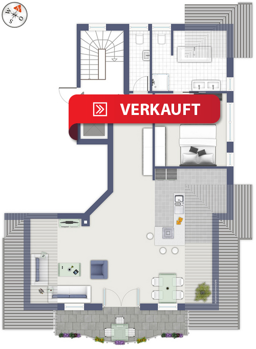 2 Zimmer mit Balkon - Dachgeschosswohnung - Eigentumswohnung Starnberg-Söcking.